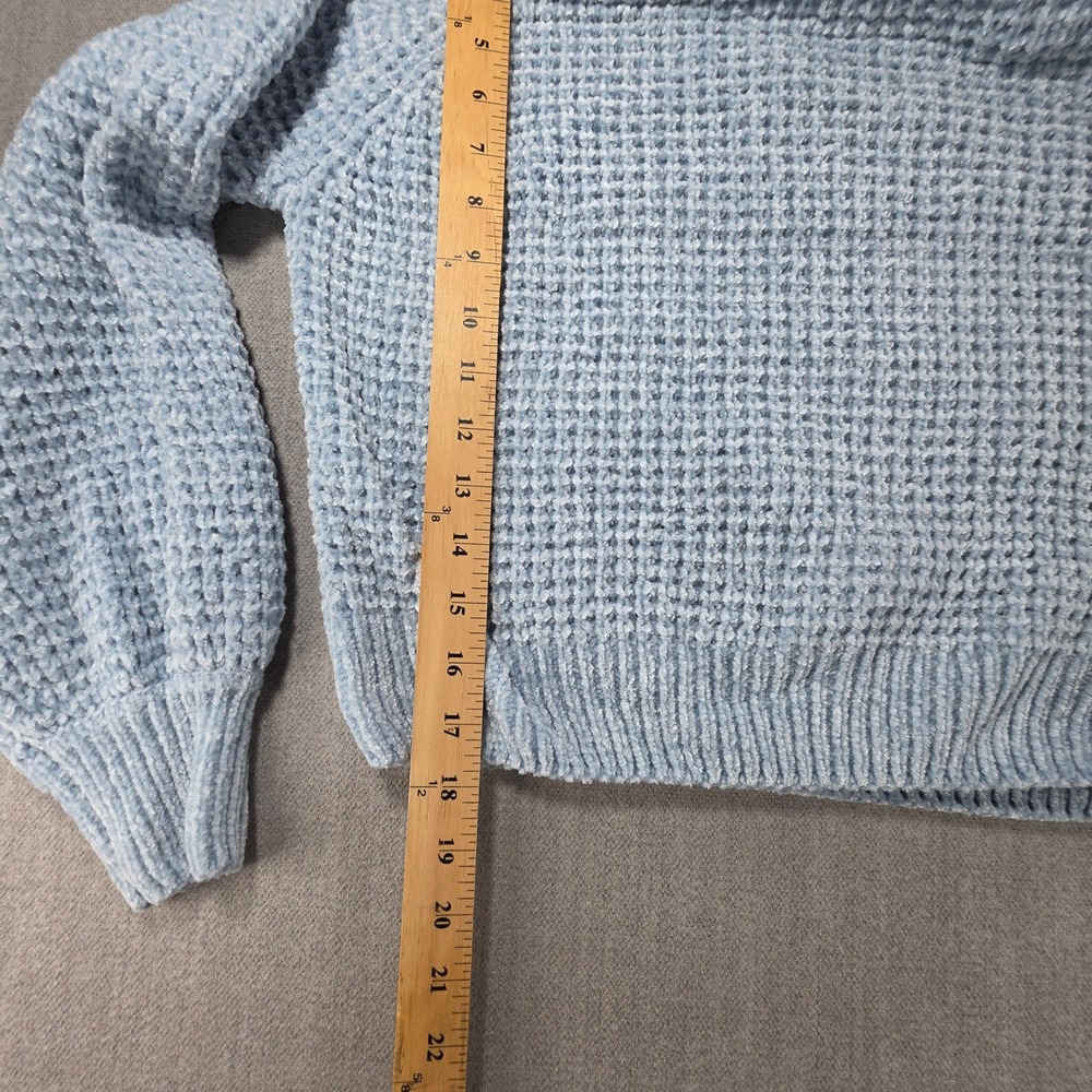 Altar'd State Sweater Womens Small Blue Chenille Waffle Knit Raglan Pullover - Picture 7 of 13